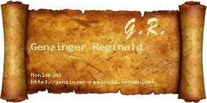 Genzinger Reginald névjegykártya
